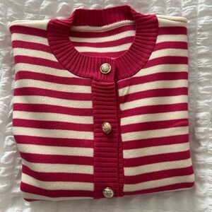 Striped Red and Cream Women's Sweater